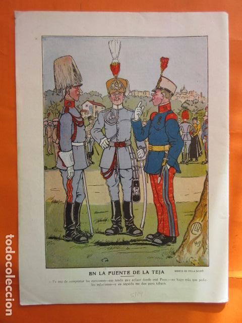 Military Antiques: LAMINA 1914 - EN LA FUENTE DE LA TEJA POR CILLA HIJO