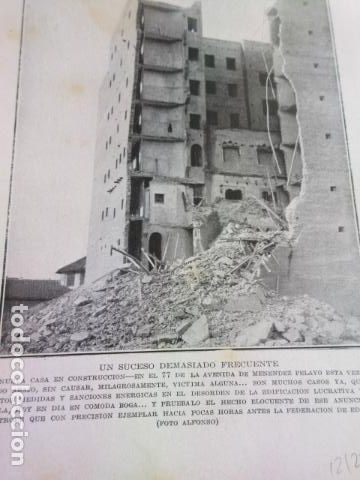 Militaria: RECORTE 1929 - N&ordm; 77 AVENIDA MELENDEZ PELAYO MADRID CASA DERRUIDA - ENTIERRO DOCTOR FERRAN BARCELONA
