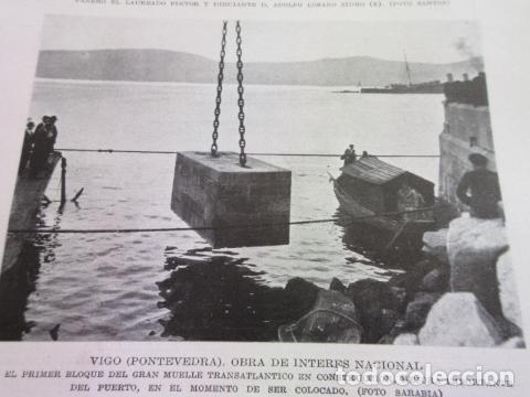 Militaria: RECORTE 1928 - VIGO PONTEVEDRA PRIMERA BLOQUE PARA EL NUEVO PUERTO TRANSALANTICO