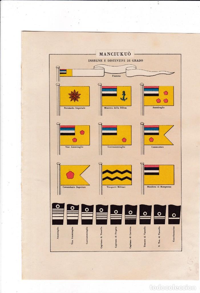 Military Antiques: MARINA DE GUERRA - MANCHUKUO / MANCIUKU&Ograve; - INSIGNIAS Y INSIGNIAS DE GRADO 1940 - LITOGRAFIA ITALIANA