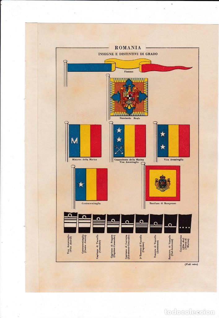 Military Antiques: RUMANIA - MARINA DE GUERRA - INSIGNIAS Y INSIGNIAS DE GRADO 1940 - LITOGRAFIA ITALIANA
