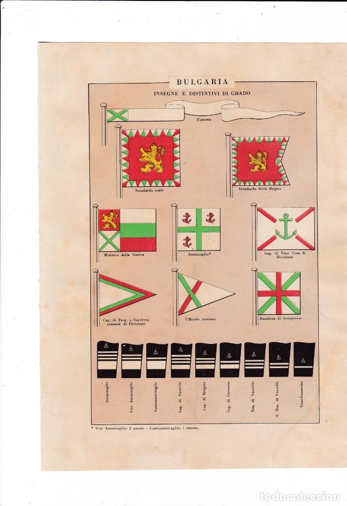 Military Antiques: BULGARIA - MARINA DE GUERRA - INSIGNIAS Y INSIGNIAS DE GRADO 1940 - LITOGRAFIA ITALIANA
