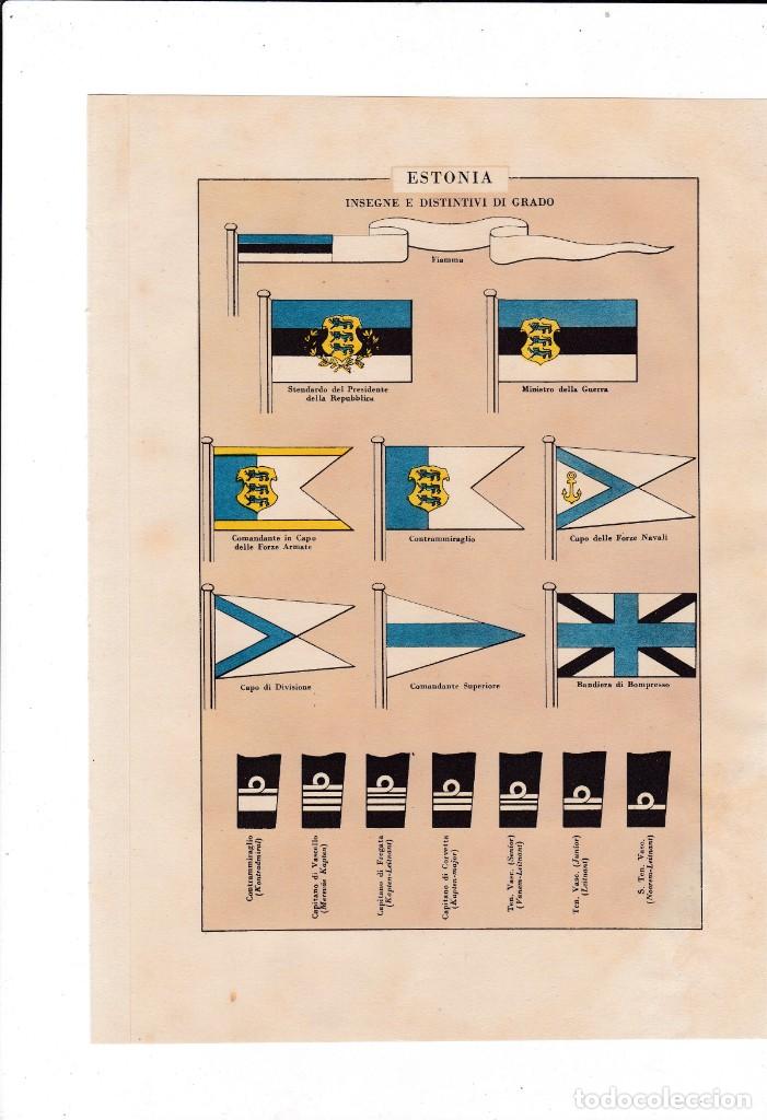 Military Antiques: ESTONIA - MARINA DE GUERRA - INSIGNIAS Y INSIGNIAS DE GRADO 1940 - LITOGRAFIA ITALIANA