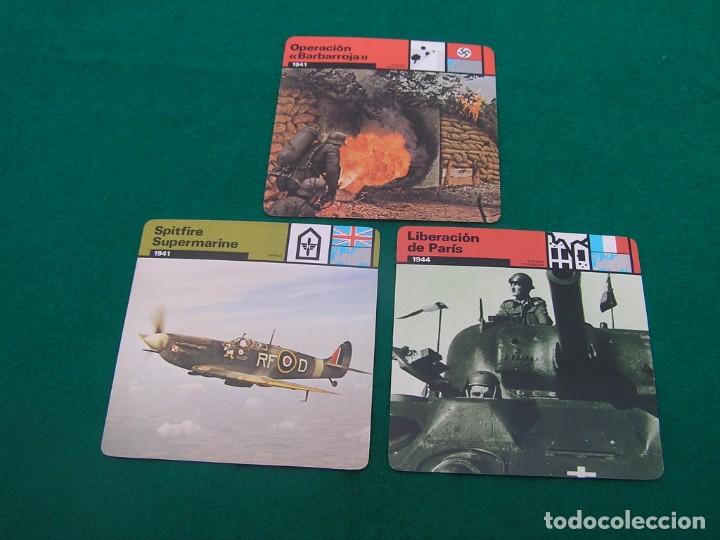 Military Antiques: Lote de 3 fichas de la Segunda Guerra Mundial de una colecci&oacute;n de 1979.