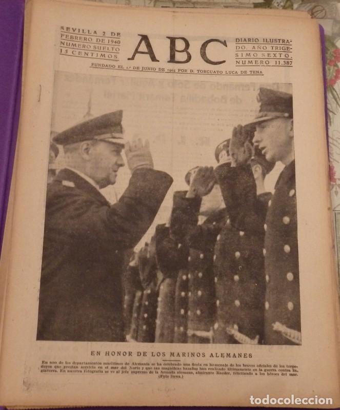 Military Antiques: ABC DE SEVILLA, de fecha 2 de febrero de 1940.- en portada: en honor de los marinos alemanes