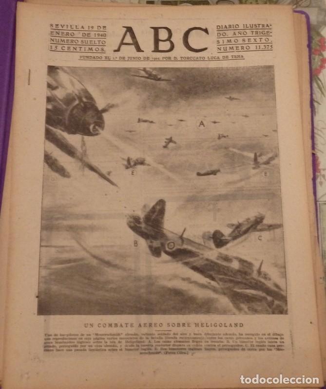 Military Antiques: ABC DE SEVILLA, de fecha 19 de enero de 1940.- un combate aereo sobre heligoland