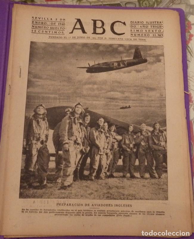 Military Antiques: ABC DE SEVILLA, de fecha 5 de enero de 1940.- en portada: preparacion de aviadores ingleses