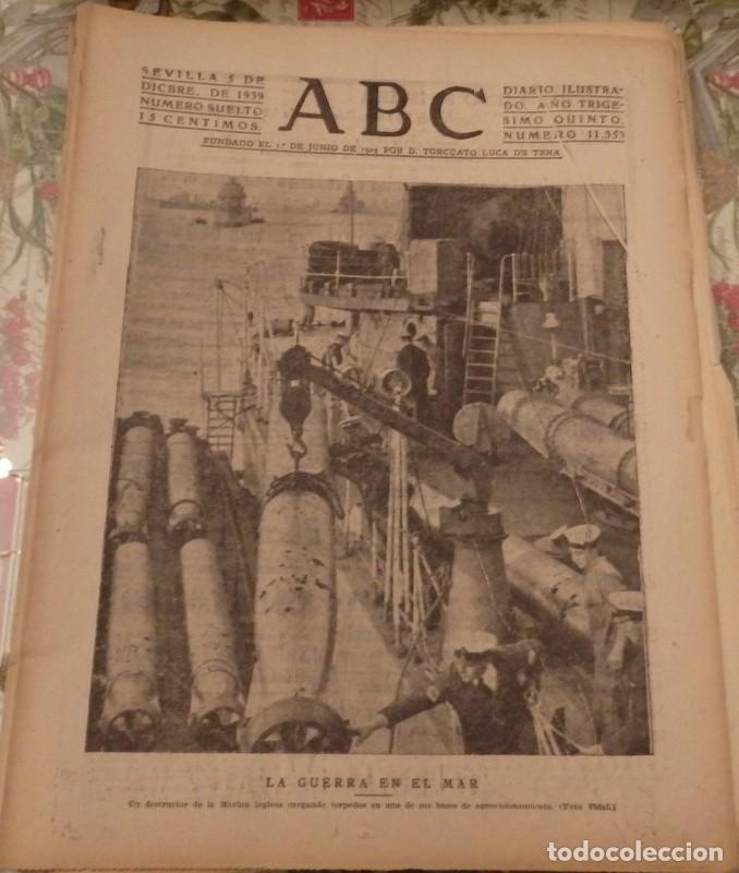 Military Antiques: ABC DE SEVILLA, 5 DICIEMBRE 1939, LA GUERRA EN EL MAR,16 PAGINAS