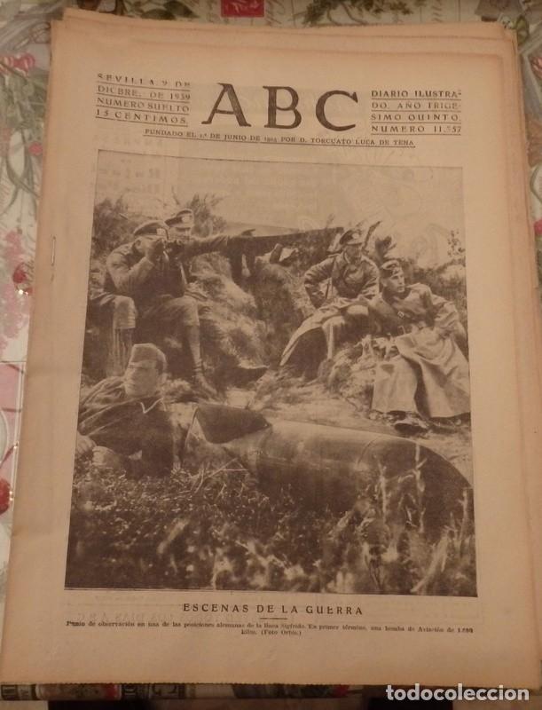 Military Antiques: ABC DE SEVILLA, de fecha 9 de diciembre de 1939.- en portada: escenas de la guerra