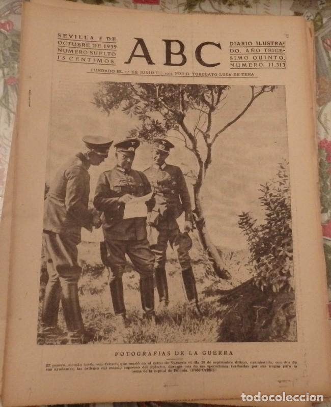 Military Antiques: DIARIO ABC DE SEVILLA, 5 de octubre de 1939.- en portada: el general aleman von fritsch,WWII