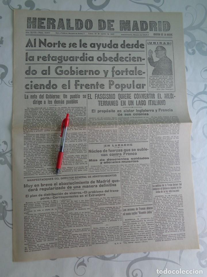 Militaria: * HERALDO DE MADRID * ESPA&Ntilde;A CON EL FRENTE POPULAR * 23 AGOSTO 1937 -FACSIMIL - GUERRA CIVIL