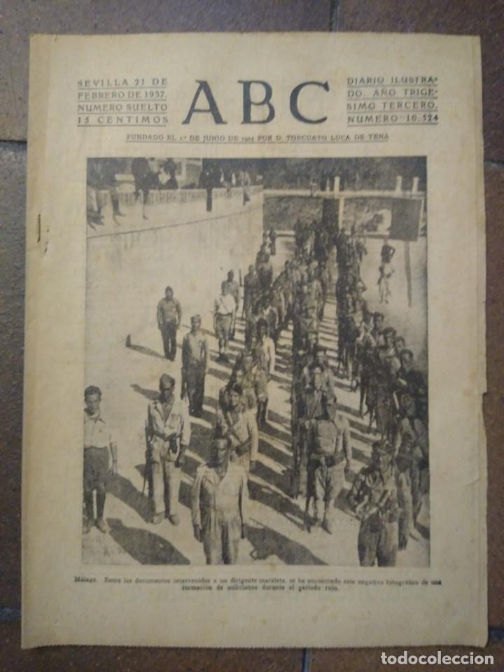 Militaria: ABC 21 FEBRERO DE 1937. EN PORTADA FOTOGRAFIA DE UNA FORMACI&Oacute;N DE MILICIANOS DURANTE EL PERIODO ROJO