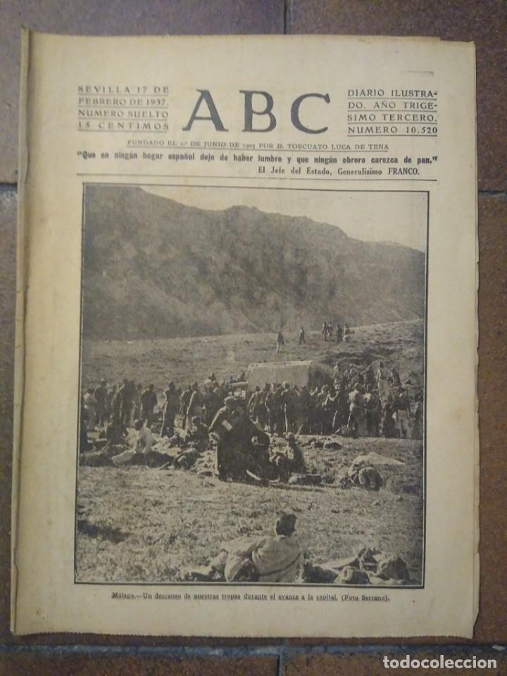 Militaria: ABC 17 FEBRERO DE 1937. MALAGA UN DESCANSO EN EL AVANCE DE LAS TROPAS. 18 P&Aacute;GINAS