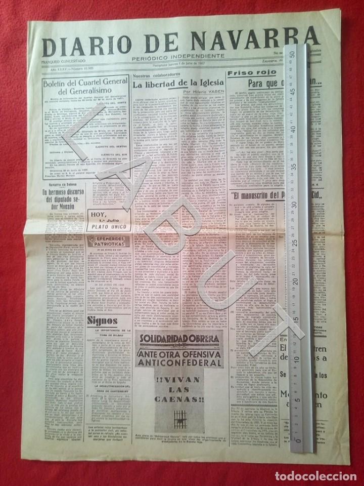 Militaria: GUERRA CIVIL FACSIMIL DIARIO DE NAVARRA 1 JULIO 1937 X12