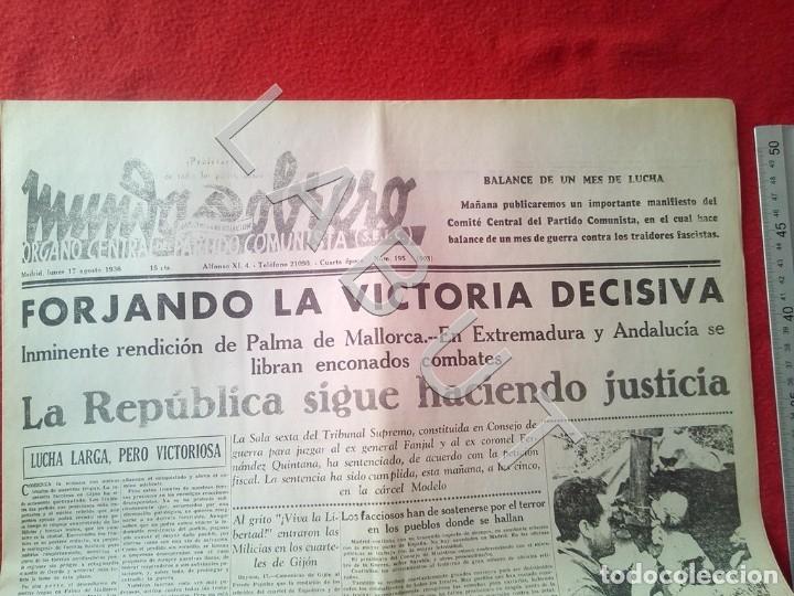 Militaria: MUNDO OBRERO 17 AGOSTO 1936 GUERRA CIVIL FACSIMIL X12
