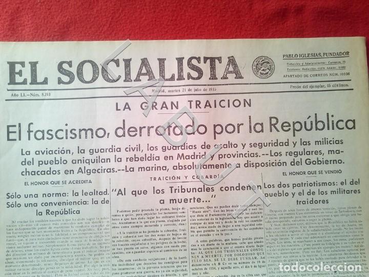 Militaria: EL SOCIALISTA 21 JULIO 1936 GUERRA CIVIL FACSIMIL X12
