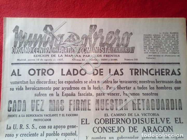 Militaria: MUNDO OBRERO12 AGOSTO 1937 GUERRA CIVIL FACSIMIL X12
