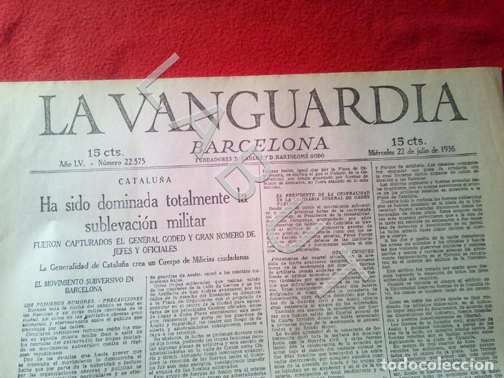 Militaria: LA VANGUARDIA 22 JULIO 1936 GUERRA CIVIL FACSIMIL X12