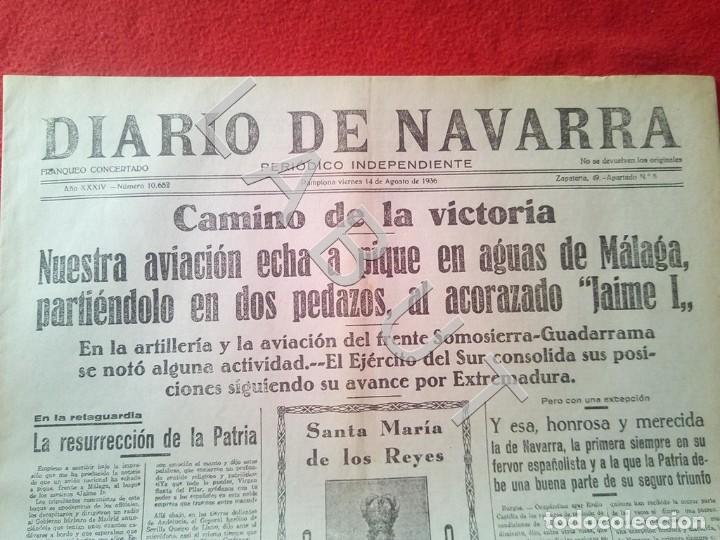 Militaria: DIARIO DE NAVARRA 14 AGOSTO 1936 GUERRA CIVIL FACSIMIL X12