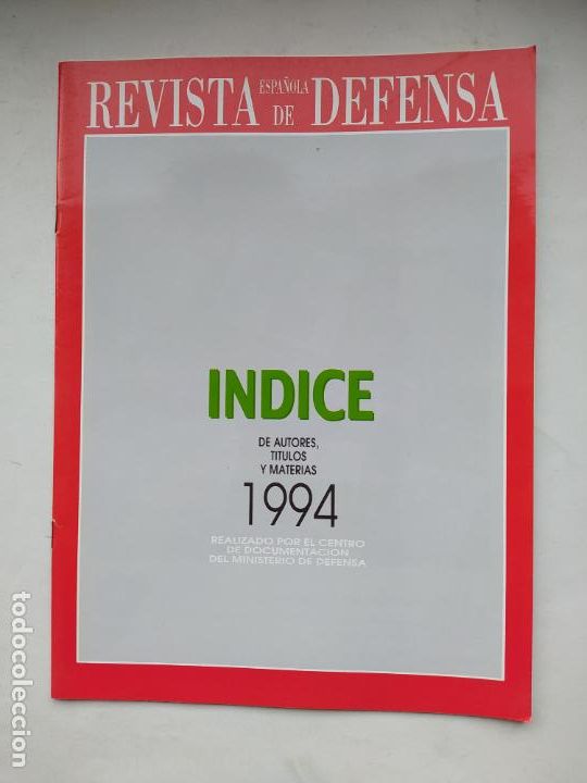 Militaria: REVISTA DEFENSA: INDICE,DE AUTORES,TITULOS Y MATERIAS, A&Ntilde;O 1994. TDKC74