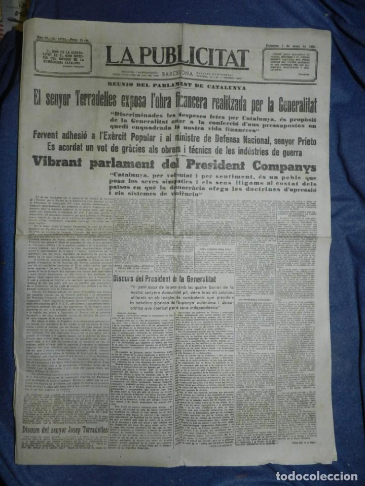 Militaria: (MF) LA PUBLICITAT - 2 MAR&Ccedil; 1938 PRESIDENT LLUIS COMPANYS - EXERCIT POPULAR