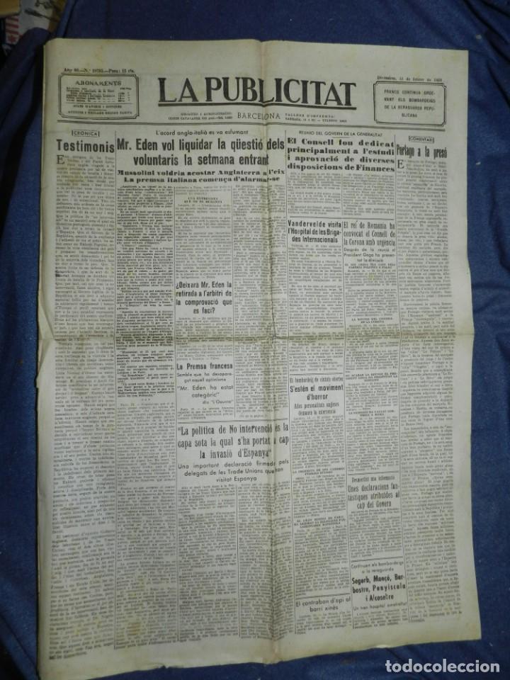 Militaria: (MF) LA PUBLICITAT - 11 FEBRER 1938 - VANDERVELDE VISITA L'HOSPITAL DE LES BRIGADES INTERNACIONALS