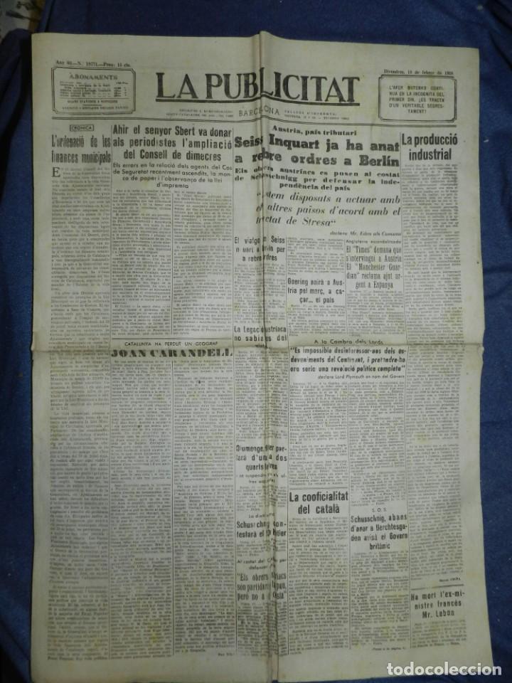 Militaria: (MF) LA PUBLICITAT - 18 FEBRER 1938 - SEISS INQUART JA HA ANAT A REBRE ORDRES A BERLIN