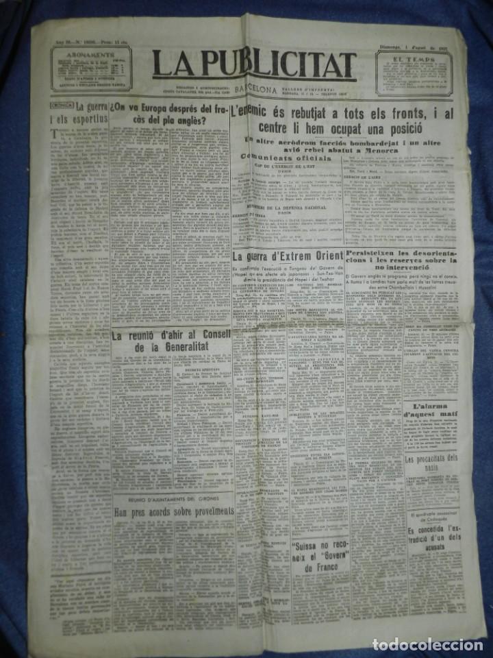 Militaria: (MF) LA PUBLICITAT - 1 AGOST 1937 L'ENEMIC ES REBUTJAT A TOTS ELS FRINTS, MENORCA