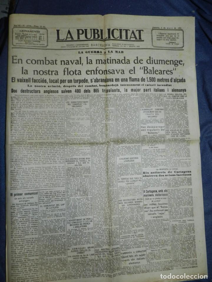 Militaria: (MF) LA PUBLICITAT - 8 MAR&Ccedil; 1938 EL COMBAT NAVAL, LA NOSTRA FLOTA ENFONSAVA EL BALEARES