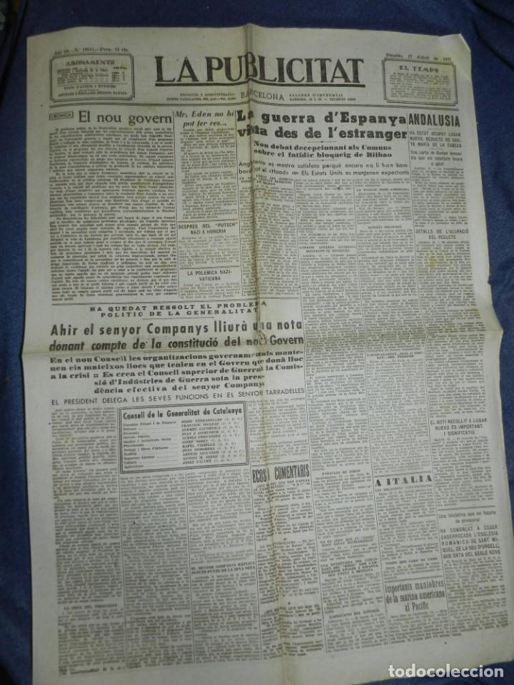 Militaria: (MF) LA PUBLICITAT - 17 ABRIL 1937 LLUIS COMPANYS LLIUR&Agrave; LA CONSTITUCI&Oacute; NO GOVERN