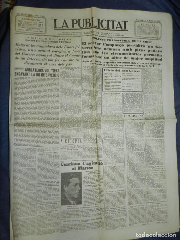 Militaria: (MF) LA PUBLICITAT - 4 ABRIL 1937 LLUIS COMPANYS PRESIDIR&Agrave; UN GOVERN ACTUAR&Agrave; AMB PLENS PODERS