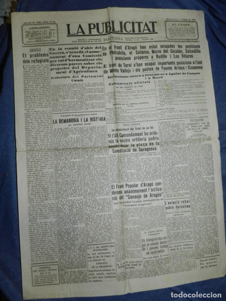 Militaria: (MF) LA PUBLICITAT - 4 AGOST 1937 FRONT D'ARAG&Oacute; - AL FRNT DE TEROL, POBLES DE FUENTE ARTESA