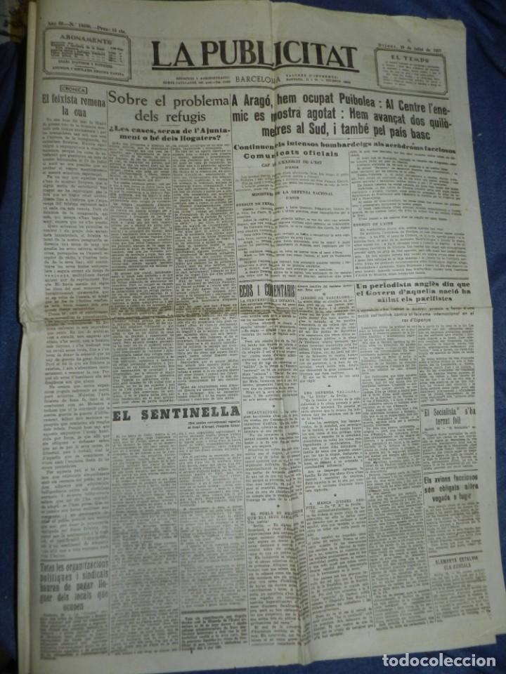 Militaria: (MF) LA PUBLICITAT - 29 JULIOL 1937 ARAG&Oacute;, HEM OCUPAT PUIBOLEA I PAIS BASC