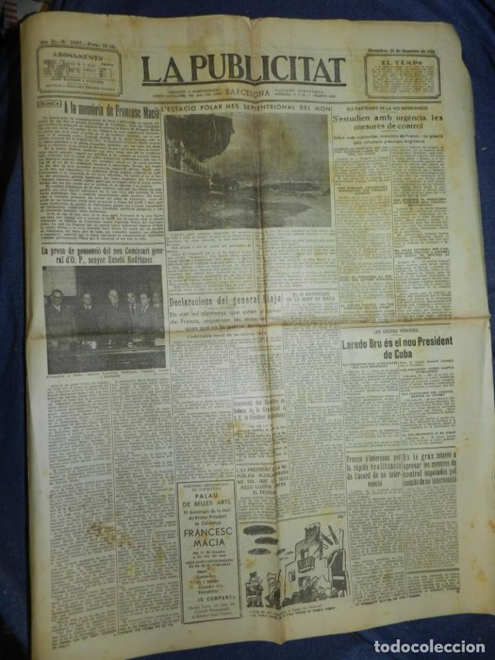 Militaria: (MF) LA PUBLICITAT - 25 DESEMBRE 1936 A LA MEMORIA DE FRANCESC MACI&Agrave;