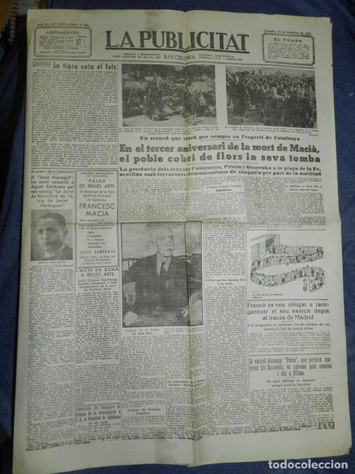 Militaria: (MF) LA PUBLICITAT - 26 DESEMBRE 1936 TERCER ANIVERSARI DE LA MORT DE FRANCESC MACI&Agrave;