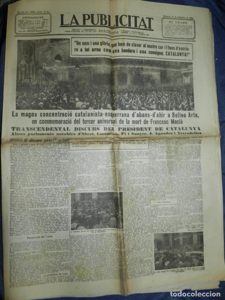 Militaria: (MF) LA PUBLICITAT - 29 DESEMBRE 1936 CONCENTRACI&Oacute; CATALANISTA - ESQUERRA ANIVERSARI FRANCESC MACI&Agrave;