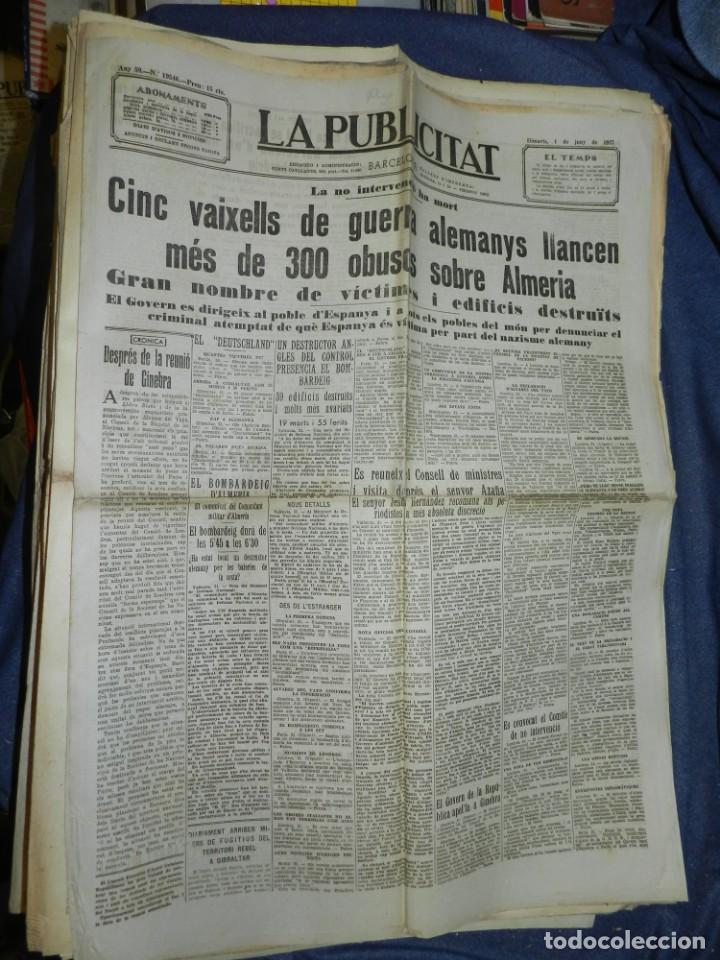 Militaria: (MF) LA PUBLICITAT - 1 JUNY 1937 CINC VAIXELLS DE GUERRA ALEMANYS LLANCEN 300 ABUSOS SOBRE ALMERIA