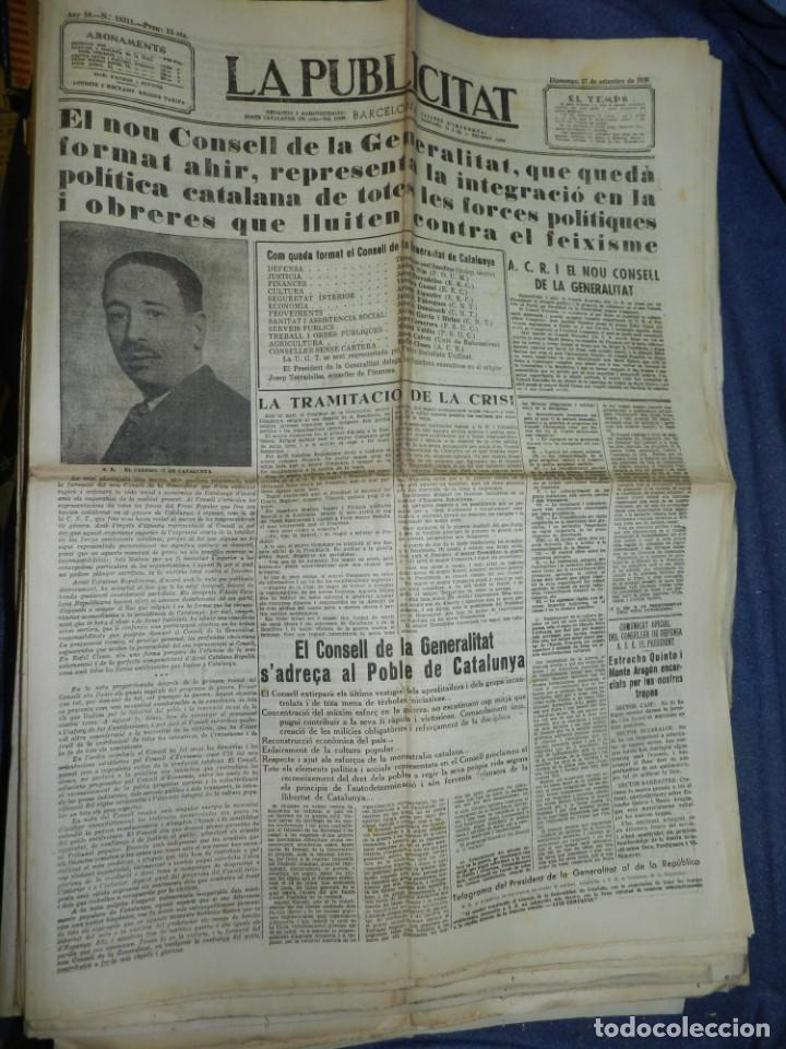 Militaria: (MF) LA PUBLICITAT - 27 SETEMBRE 1936 CONSELL DE LA GENERALITAT PRESIDENT COMPANYS