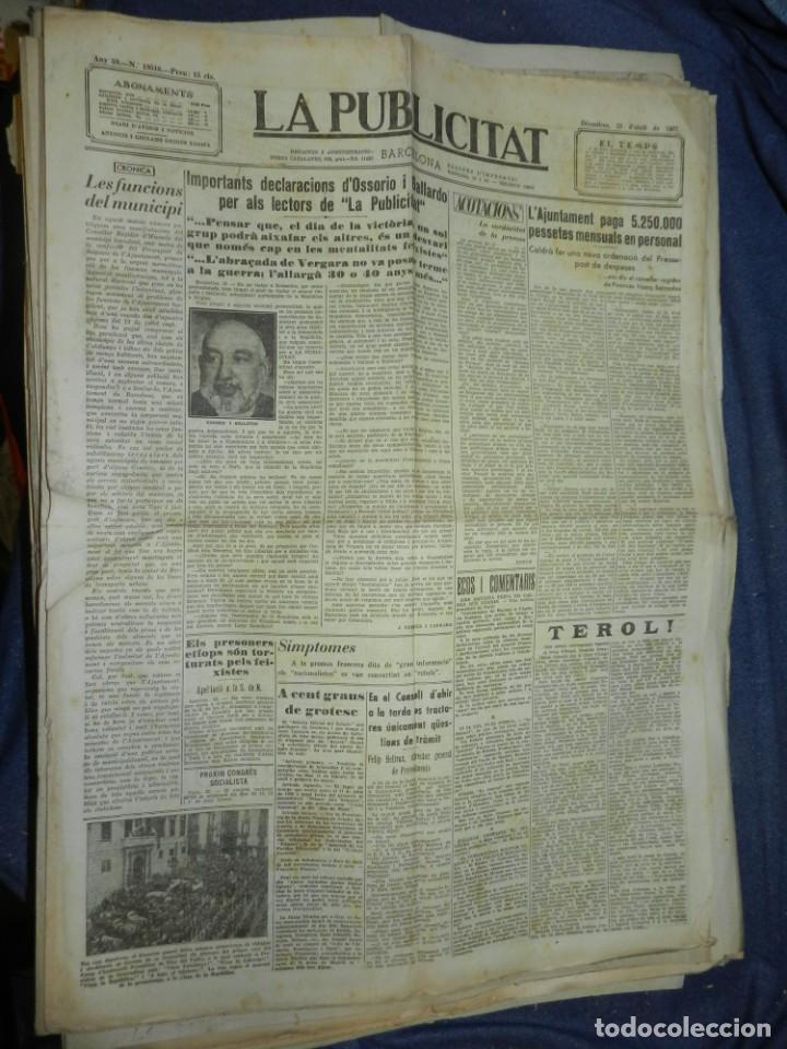 Militaria: (MF) LA PUBLICITAT - 23 ABRIL 1937 DECLARACIONS D'OSSORIO I GALLARDO PER ALS LECTORS