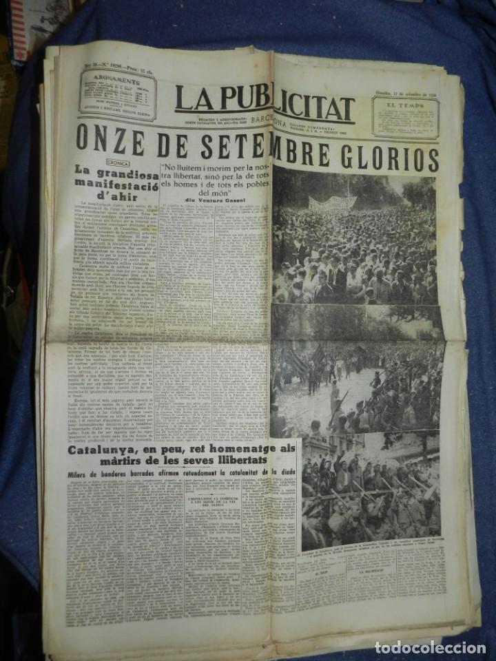 Militaria: (MF) LA PUBLICITAT 12 SETEMBRE 1936 ONZE DE SETEMBRE GLORIOS, LA GRANDIOSA MANIFESTACIO D'AHIR