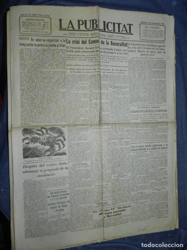 Militaria: (MF) LA PUBLICITAT 16 DESEMBRE 1936 LA CRISIS DEL CONSELL DE LA GENERALITAT PSUC , UGT, CNT
