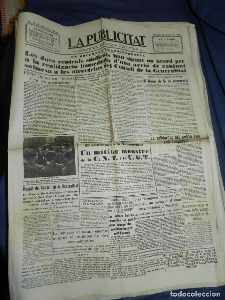Militaria: (M) LA PUBLICITAT 23 OCTUBRE 1936 SINDICATS HAN SIGNAT UN ACORD DE CONJUNT CONSELL DE LA GENERALITAT