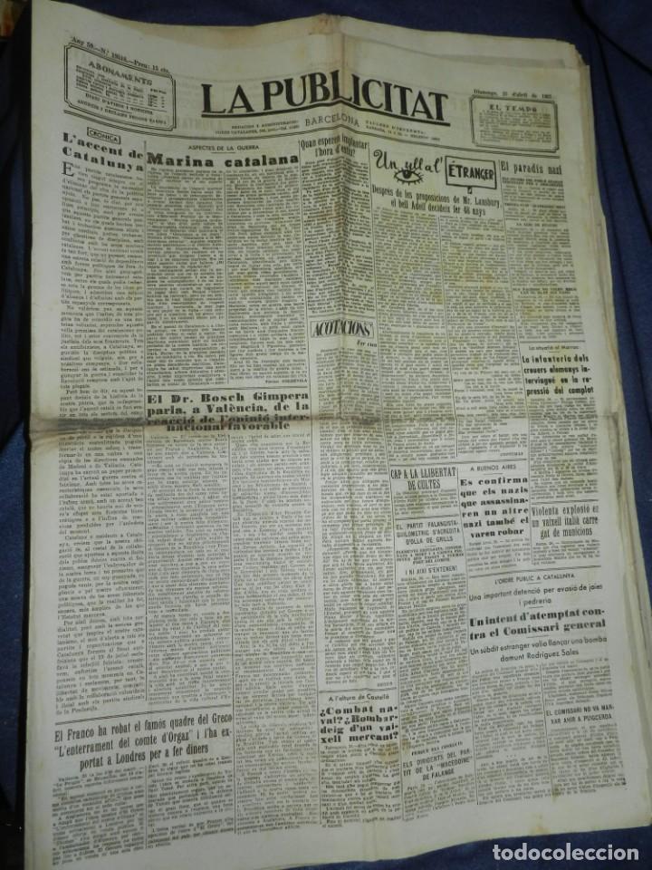 Militaria: (M) LA PUBLICITAT 25 ABRIL 1937 RODRIGUEZ SALES UN INTENT D'ATENTAT CONTRA EL COMISSARI