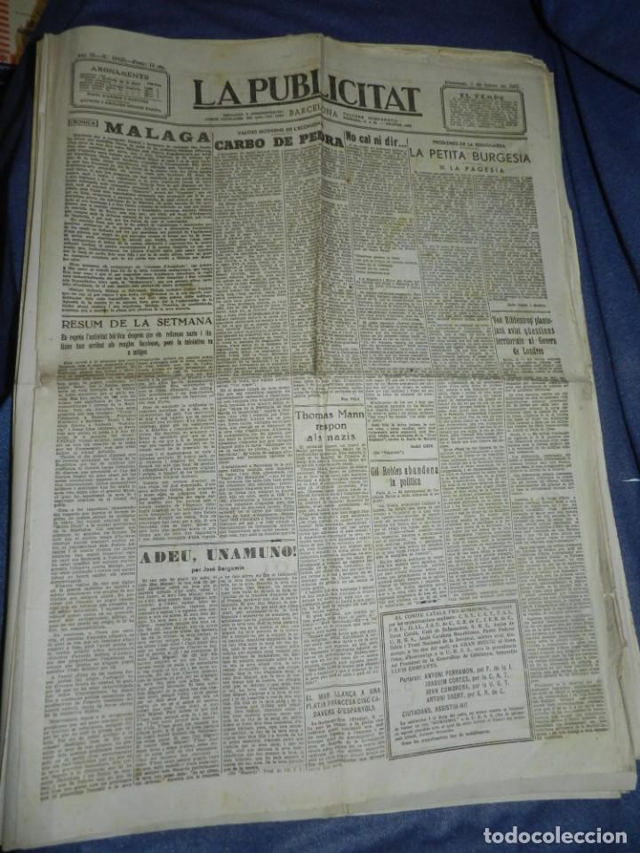 Military Antiques: (M) LA PUBLICITAT 7 FEBRER 1937 ADEU, MIGUEL UNAMUNO PER JOS&Eacute; BERGAMIN