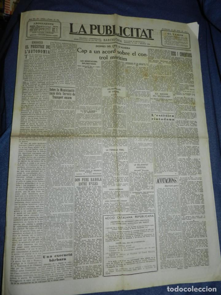 Military Antiques: (M) LA PUBLICITAT 11 JUNY 1937 CRIM D'ALMERIA CAP A UN ACORD SOBRE EL CONTROL MARITIM