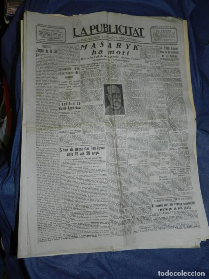 Military Antiques: (M) LA PUBLICITAT 15 SETEMBRE 1937 MASARYK HA MORT FUNDADOR DE TXECOSLOV&Aacute;QUIA