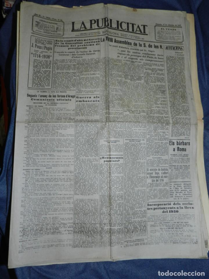Military Antiques: (M) LA PUBLICITAT 14 SETEMBRE 1937 LA XVIII ASSEMBLEA DE LA S. DE LES N. PRESIDIDA PEL DR. NEGRIN