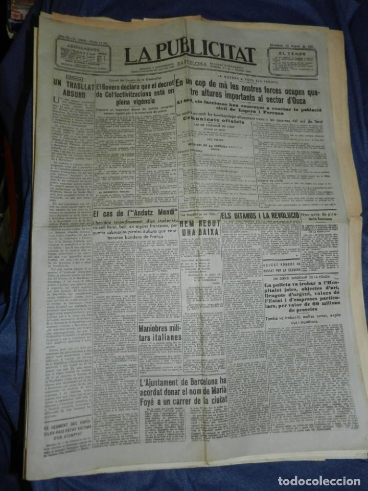 Military Antiques: (M) LA PUBLICITAT 13 AGOST 1937 TOTS ELS FRONTS, COP DE M&Agrave; A LES NOSTRES FORCES AL SECTOR D'OSCA