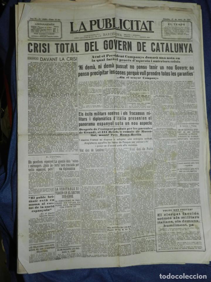 Military Antiques: (M) LA PUBLICITAT 27 MAR&Ccedil; 1937 CRISI TOTAL DEL GOVERN DE CATALUNYA, PRESIDENT COMPANYS