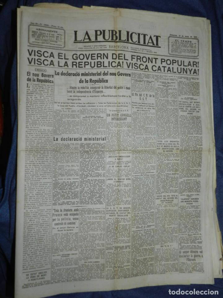 Military Antiques: (M) LA PUBLICITAT 19 MAIG 1937 VISCA EL GOVERN DEL FRONT POPULAR, VISCA LA REP&Uacute;BLICA VISCA CATALUNYA